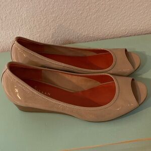 $38. Cole Haan Women's Beige Peep Toe wedges. Size 9.5 B